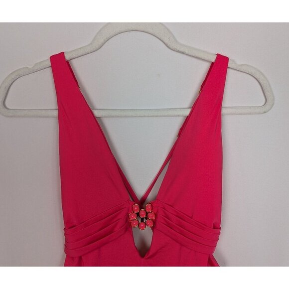NEW $154 Trina Turk 10 Pink Solid Monaco Strappy One-Piece Swimsuit Swim Beach - Picture 9 of 14